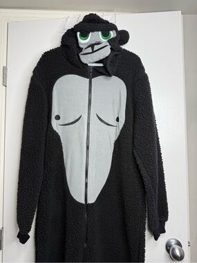 Gorilla Onesie Costume - Black and Light Gray Men's XL